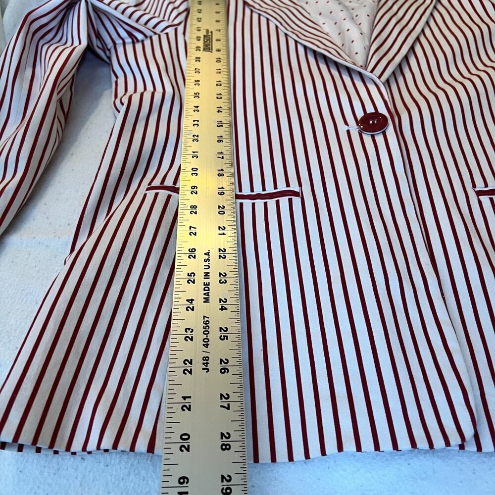 Chadwicks of Boston Women's Blazer 18 Cotton Red Stripe Christmas Office Party - Picture 11 of 11